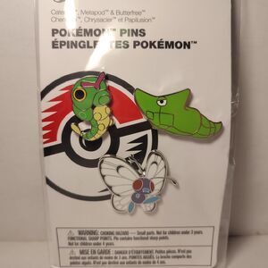 Pokemon Caterpie Metapod & Butterfree Enamel Pins Set 3 Official Nintendo Badges